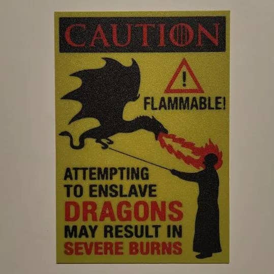 Precaución Arte de Pared de Dragones para venta al por mayor de The 3D Printiverse