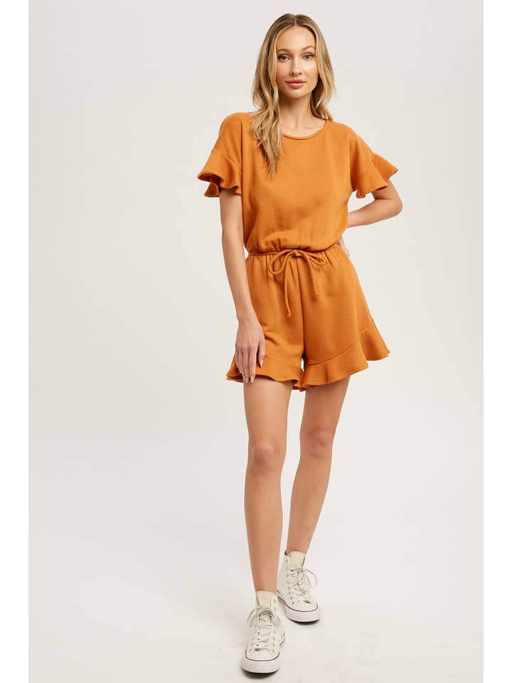 Bluivy - Wholesale Romper - Women's - Ruffle Hem Romper - Side Seam Pockets