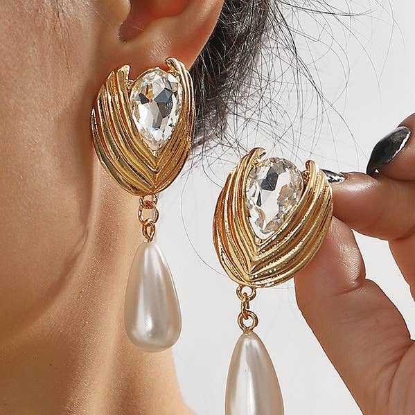 Geometric Rhine Stones Drop Earrings for wholesale by Sheer Trend