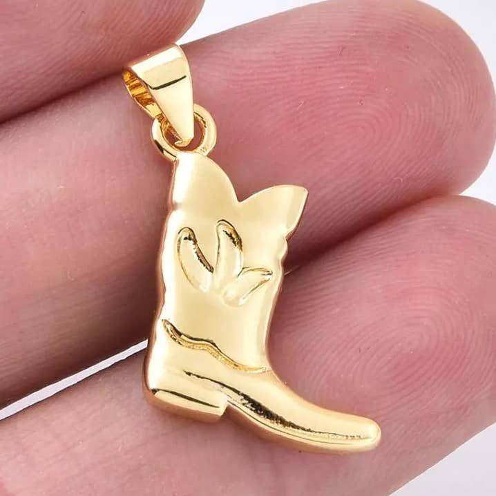 Cowboystiefel-Anhänger Goldgefüllter Western-Anhänger CP2363 für den Großhandel von Beads Creation