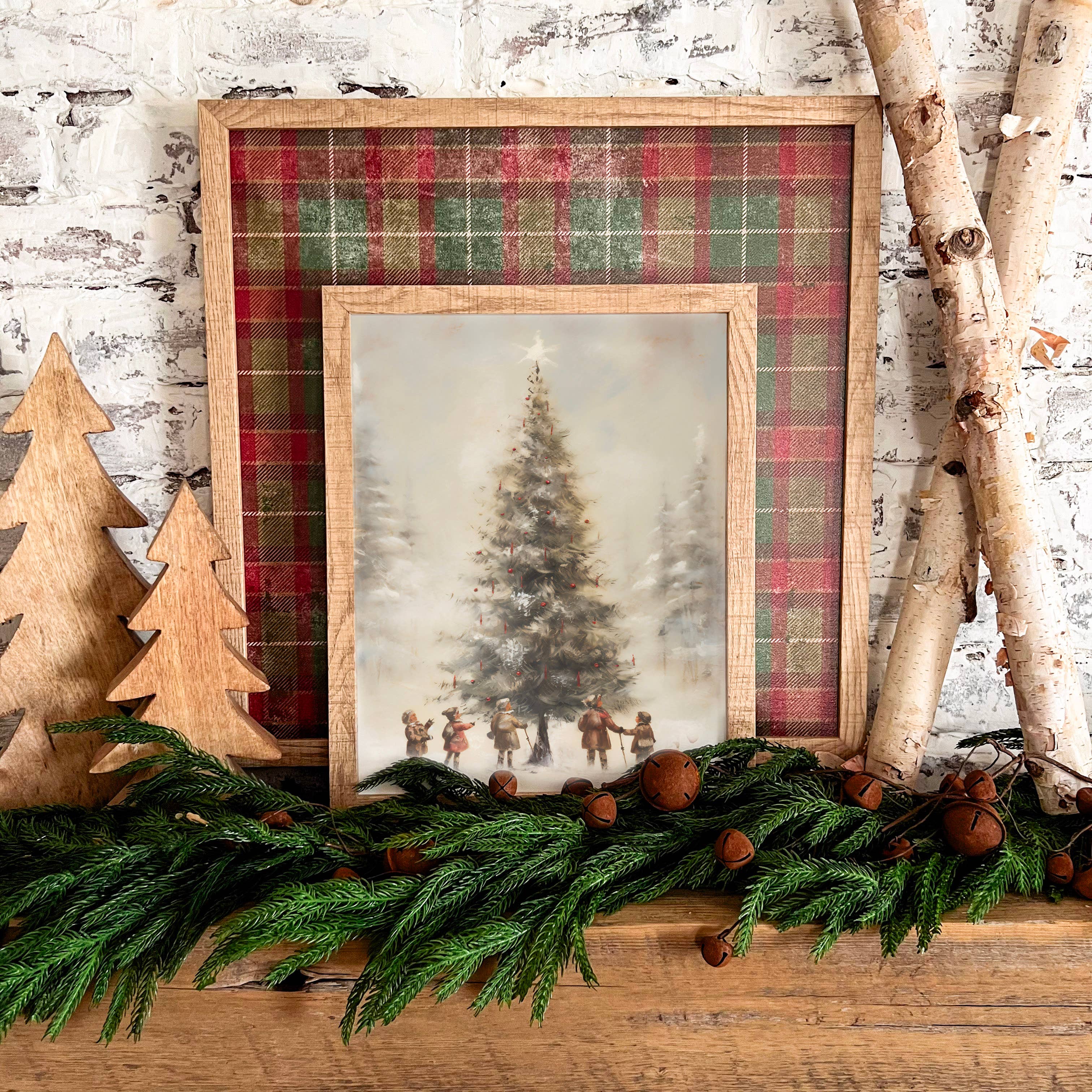 WillowBee Signs & Designs - Vente Pancarte - Impression vintage d’un sapin de Noël avec enfants3