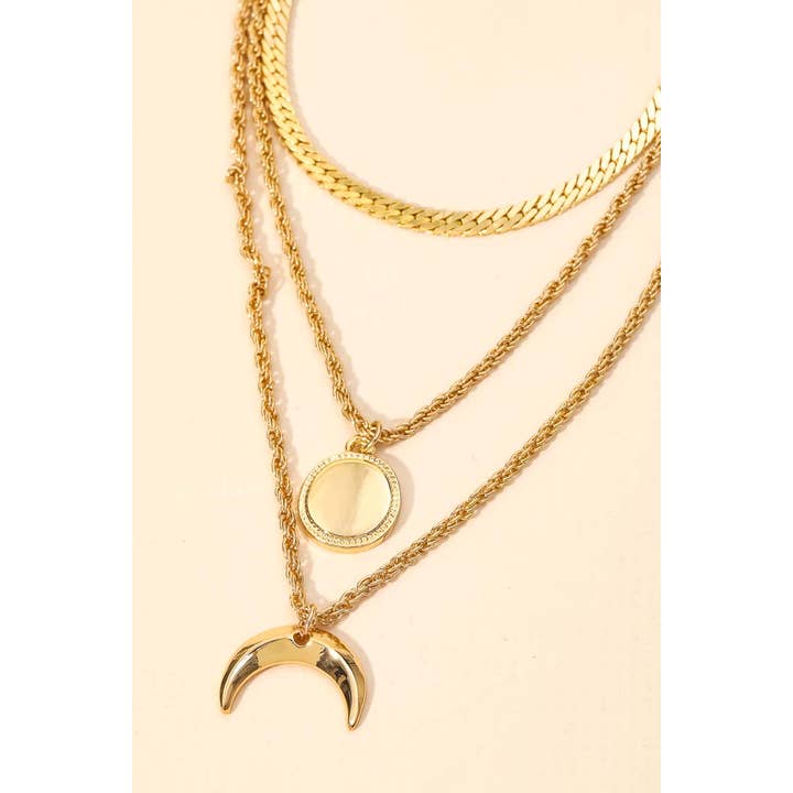 Anarchy Street - Wholesale Pendant/Charm Necklace - Layered Sun Moon Choker Necklace