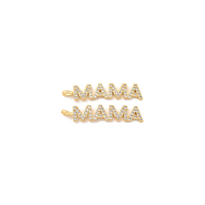 Gold Pave "MAMA" Bar Charm for wholesale by The Charm Bar Company