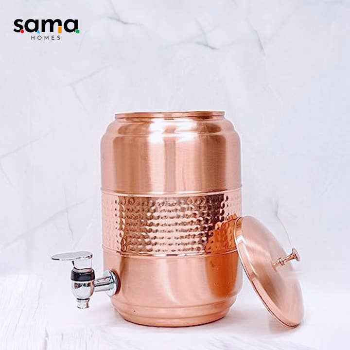 Pure Copper 5 Litre Half Hammered Water Dispenser (Matka) 5000ML for wholesale on Faire1
