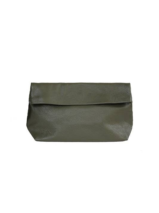 Large khaki leather pouch for wholesale by Ripauste
