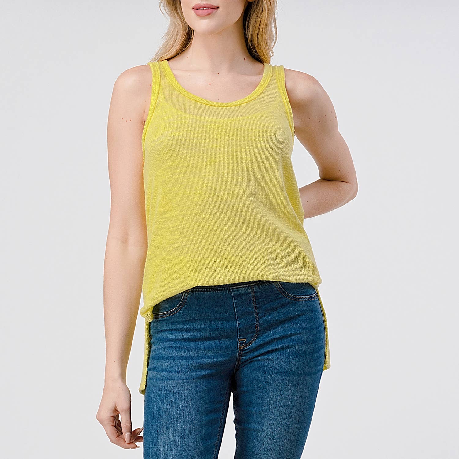 Heimious - Vendita all'ingrosso Canotta - Donna - Canotta Slub Texture con spacchi laterali, T46717