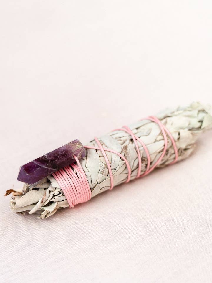 Sage incense with amethyst for wholesale by Vegan Expedition