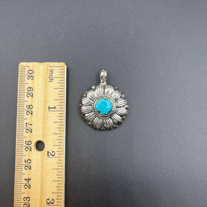 GTG Gems Corp - Wholesale Pendant/Charm Necklace - Floral Pendant, Turquoise Pendant, Tibetan Repousse silver1