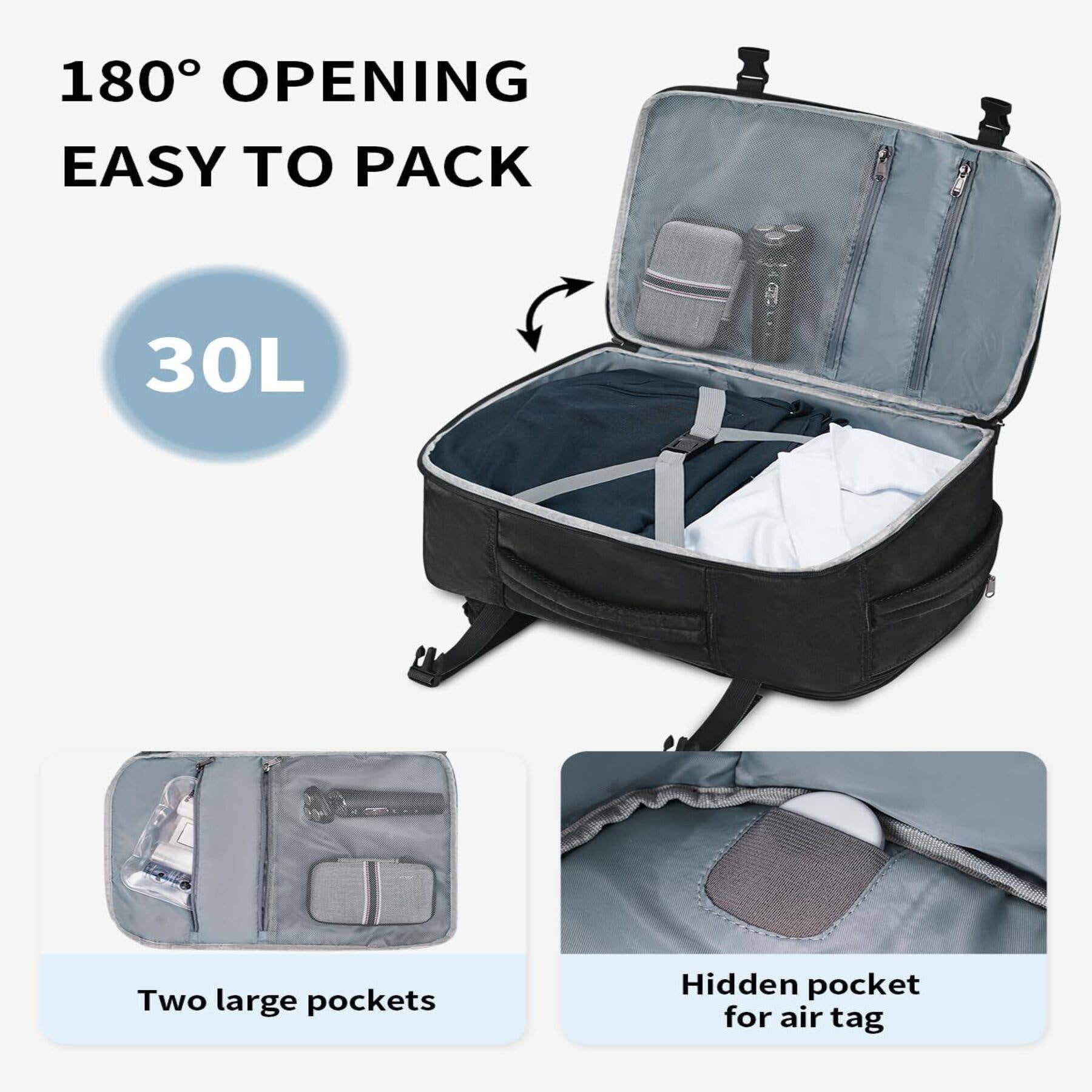 wandf - Wholesale Backpack – Unisex - ECOHUB 30L Flight-Approved Backpack USB Charging Port Bags3