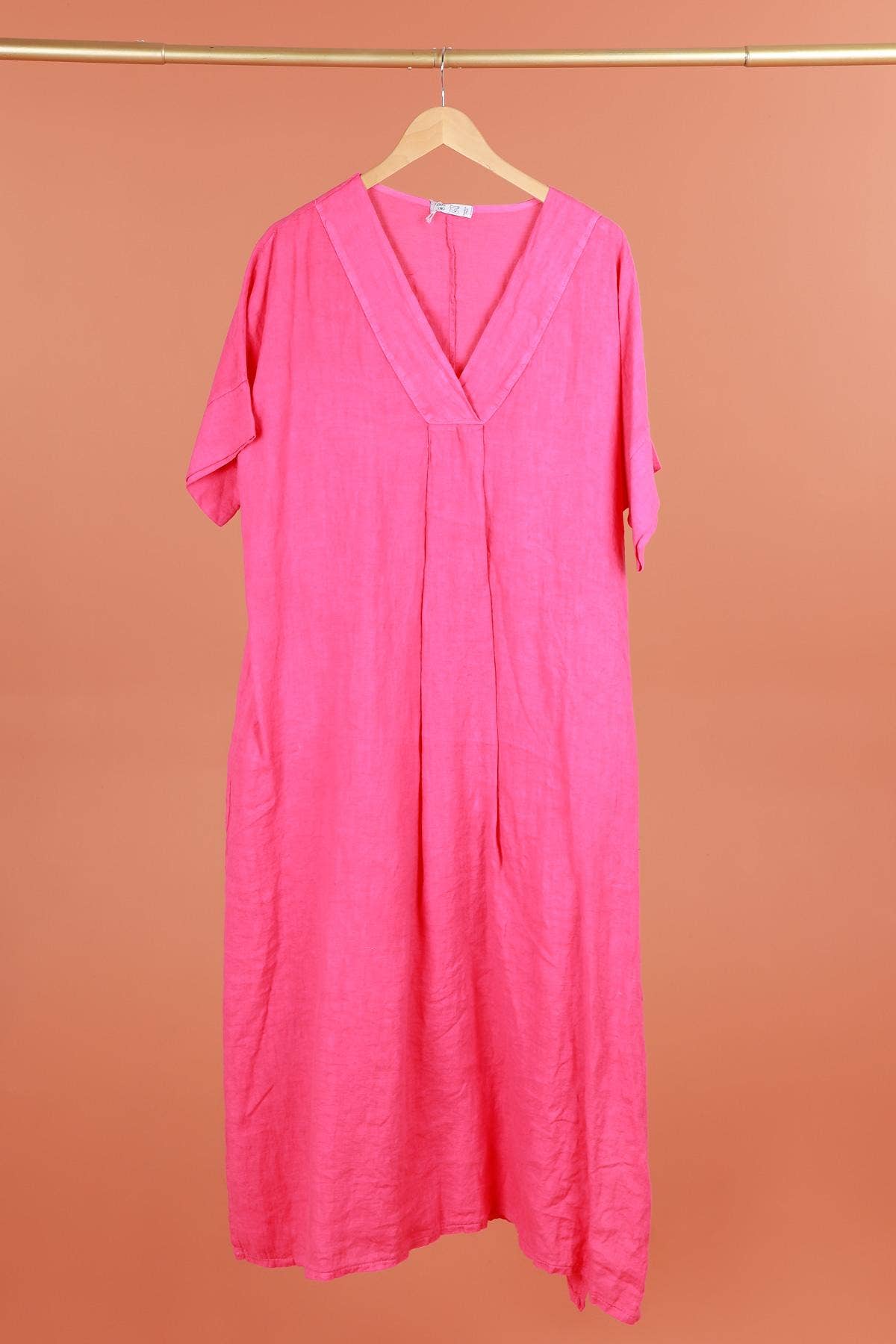 la maison des fibres naturelles - Wholesale Dress - Women's - Long dress v-neck 62733 100% linen6