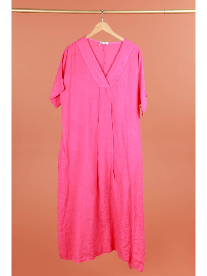 la maison des fibres naturelles - Wholesale Dress - Women's - Long dress v-neck 62733 100% linen6