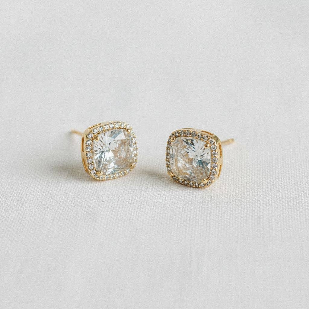 Ellemadera - Wholesale Stud/Post Earrings - Square Cubic Zirconia Stud Earrings1