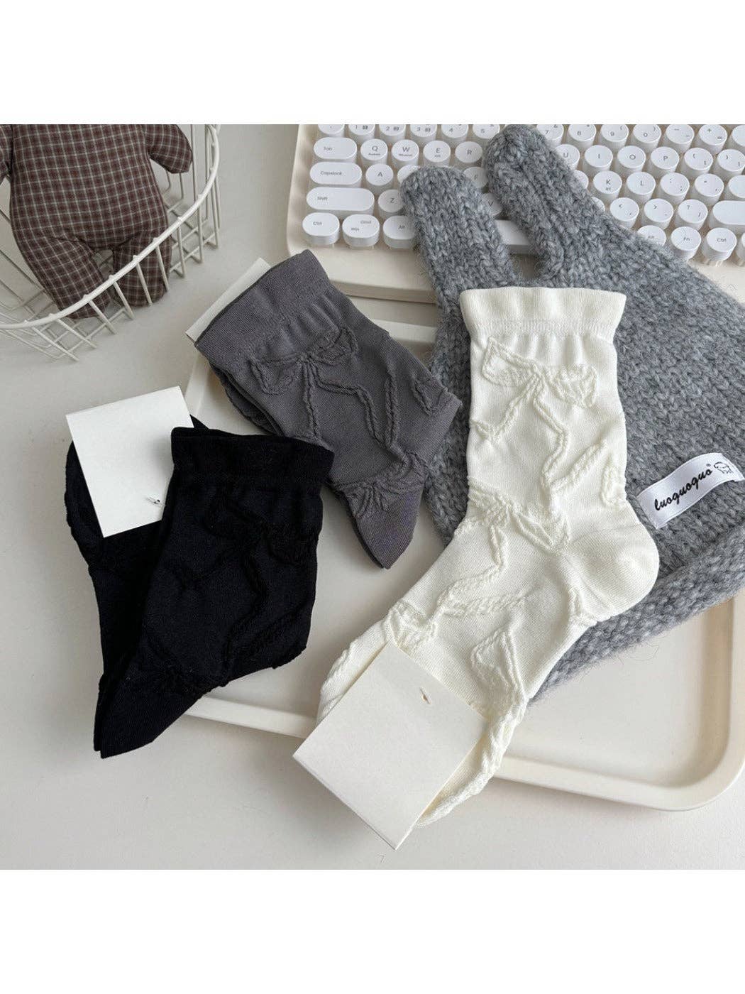 Funkyrel® Atzbranding Limited - Wholesale Socks - Women's - Rufia - Cute Mid-calf Socks with Bow Patterns8