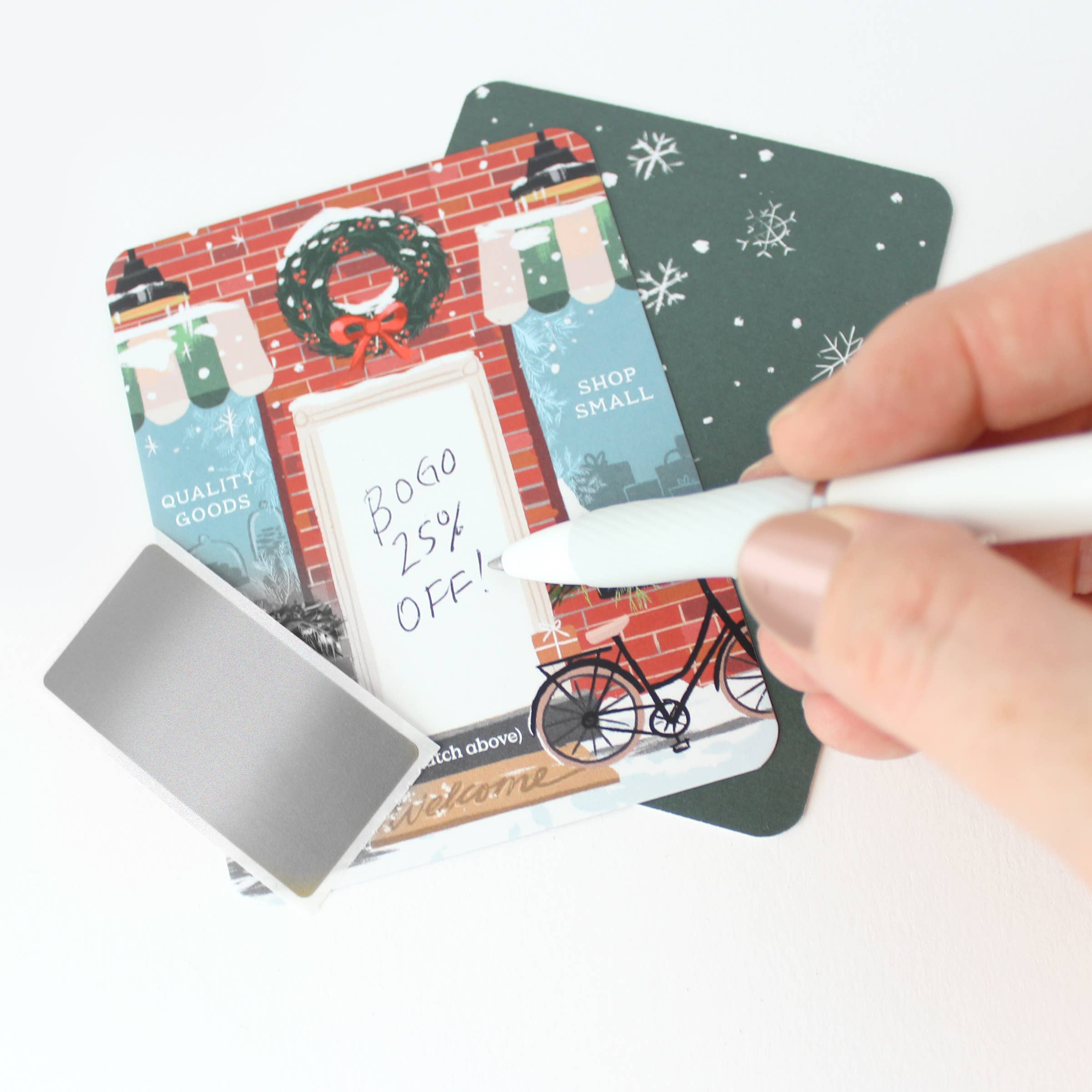 Inklings Paperie – wholesale Stationery/notecard set – 100 Customer Scratch-off Cards - Winter Brick Shop Small3