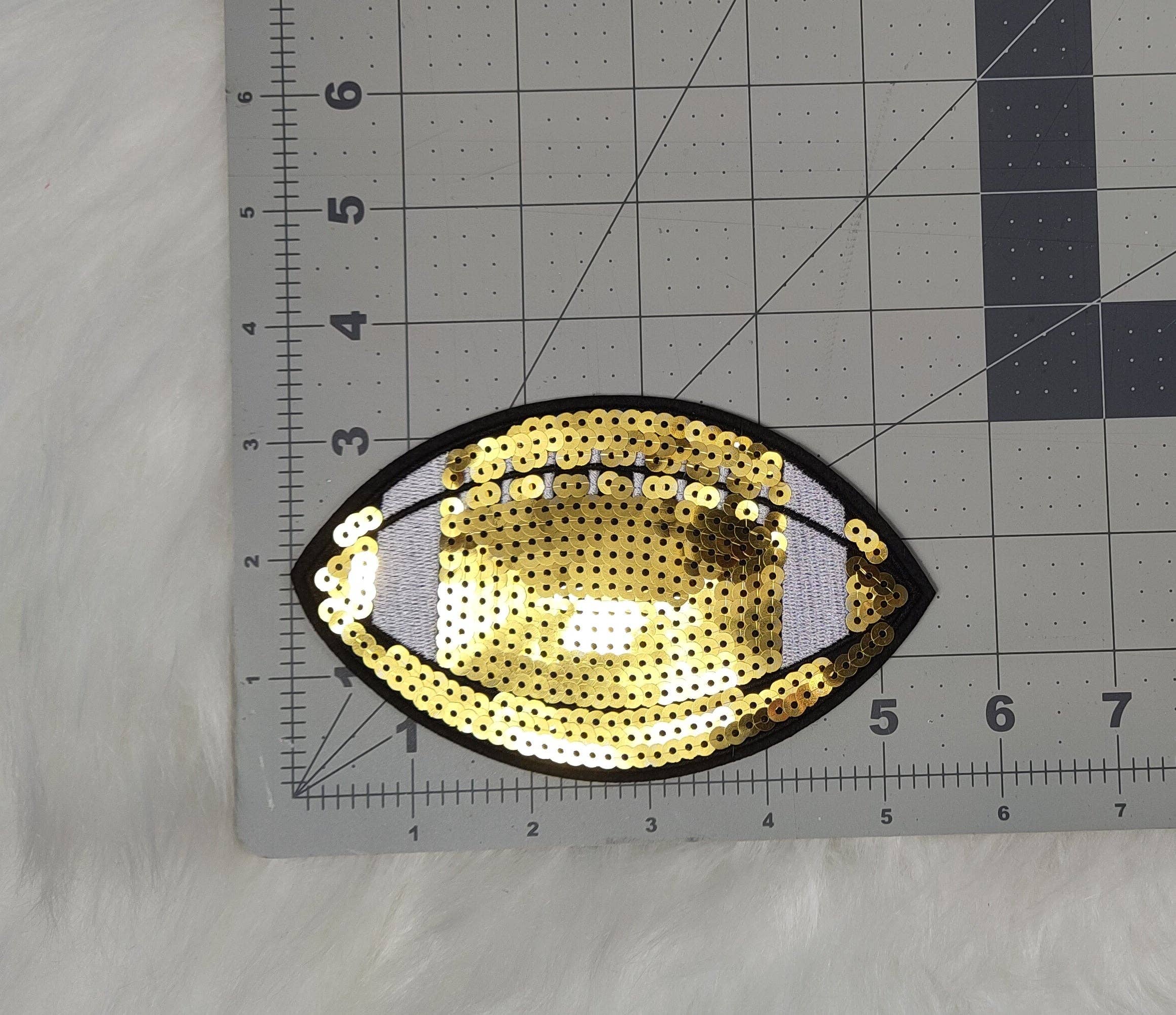 Scratch Decor - Wholesale Patch - Large Gold Football Sequin Iron On Patch2