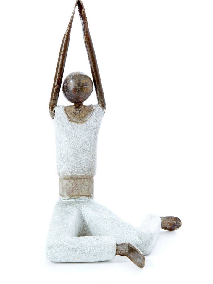 Stone and Metal Yogi Sculpture with Clasped Hands for wholesale by Swahili | AFRICAN MODERN