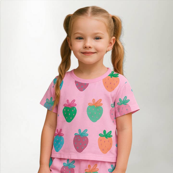 GIRLS’ SET- S/S T-SHIRT W MATCHING SHORTS for wholesale by Silver Jeans