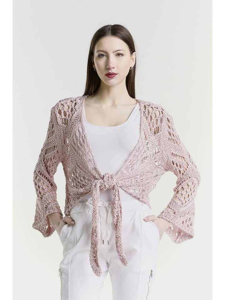 TINA Stephens Italy/Tees By Tina - Vente Cardigan – femme - Boléro Kandra en tricot ouvert à nouer sur le devant (CLS303)19