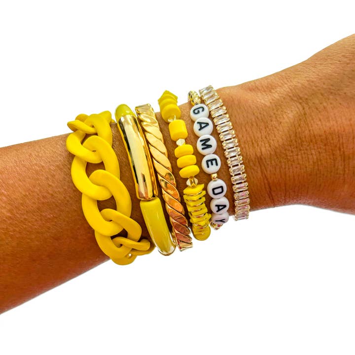 Pulseira Dia de Jogo Amarelo por atacado de Savvy Bling