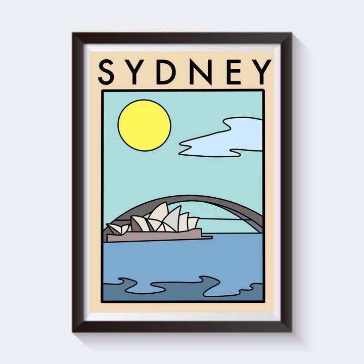Minimalistisk Sydney Travel Print - Fås i 6 størrelser for engroshandel hos 2 Sisters