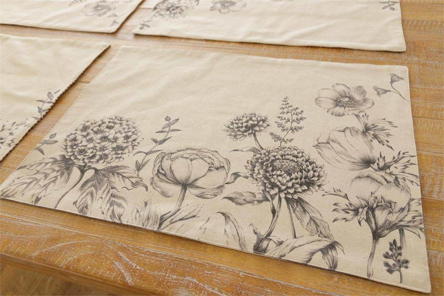 Audrey's Home & Gift - Wholesale Placemat - Reversible Placemat - Black And White Botanicals (Pk/04)3