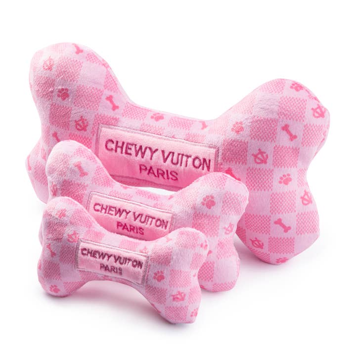 Haute Diggity Dog - Wholesale Pet Plush Toy - Dog - Pink Checker Chewy Vuiton Bone by Haute Diggity Dog
