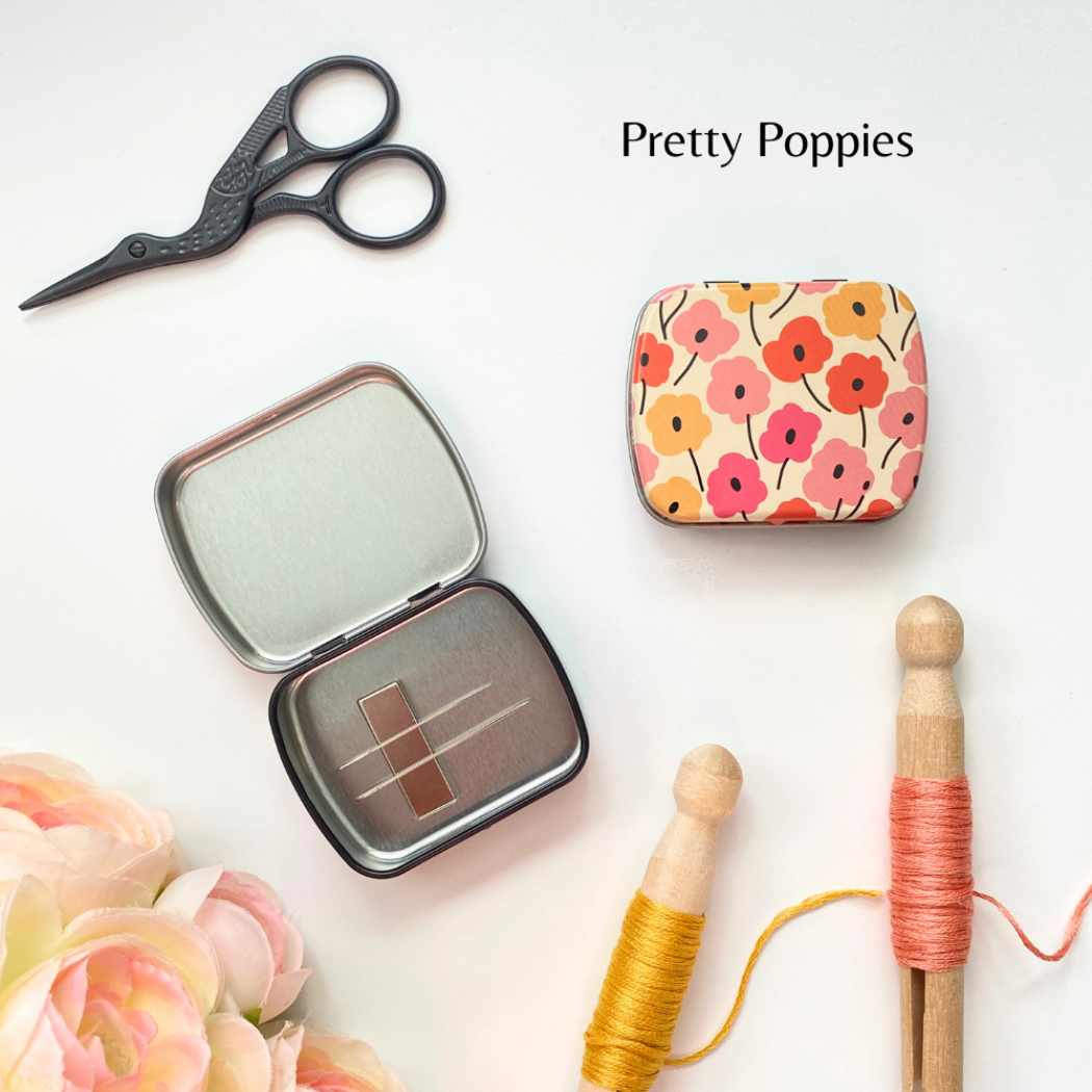 Eight22Crafts - Vente Accessoire de broderie/point de croix - Boîte à aiguilles magnétique large, étui à aiguilles floral moderne3