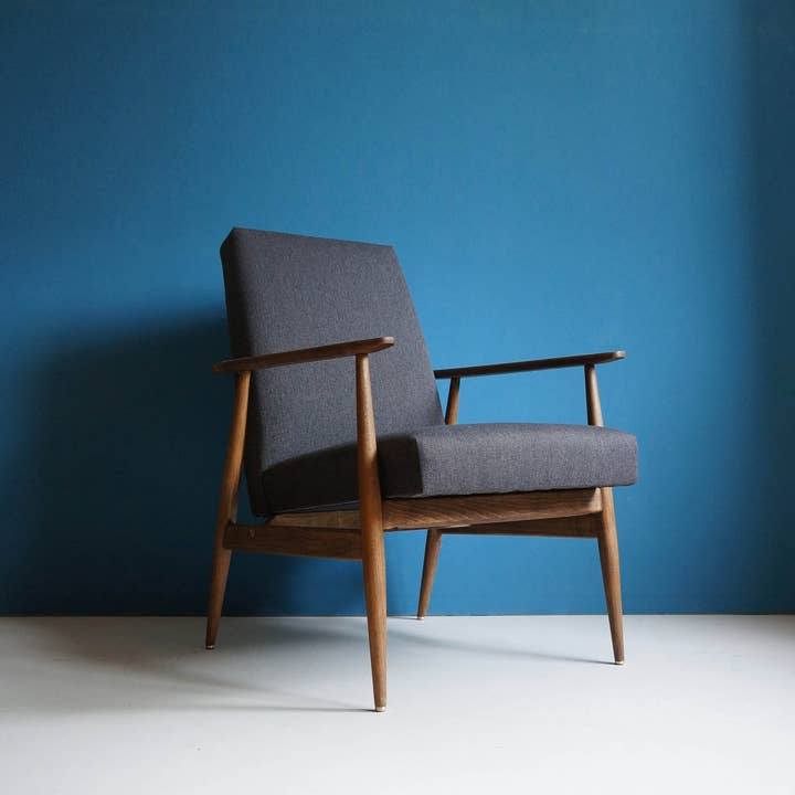 Workshop of Forms - Wholesale Chair - Vintage Armchair From Mid Century, Brass Finishes, Graphite