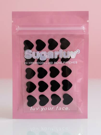 Hydrocolloid Acne Patches Black Hearts 20ct for wholesale by Sugarluv