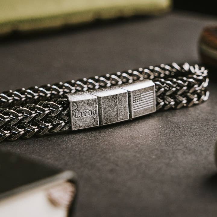 The Hero Company - Wholesale Link & Chain Bracelet - The Hero Company- Knight's Creed BELIEVE Credo Bracelet: Helps Pair Veterans with Service or Shelter Dogs- Faire