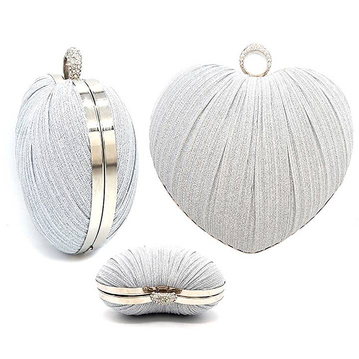 Diacly - Wholesale Clutch Bag - Women's - Glitter Mesh Cover Heart Clutch Bag