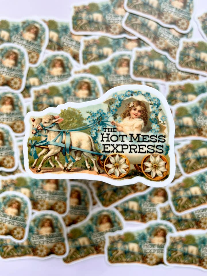 Hot Mess Express Funny Sticker - Vintage Style Girl for wholesale by The Coin Laundry