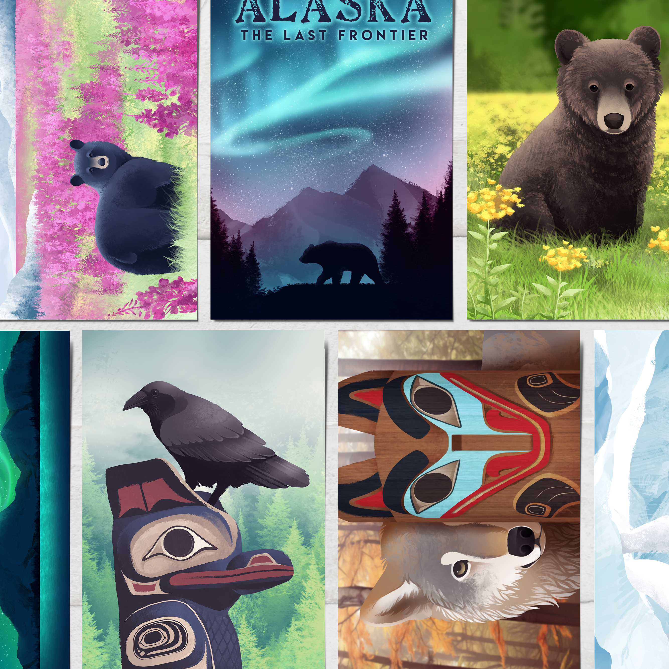 The Snow Finch - Wholesale Ansichtkaart - Noorderlicht Beer Laatste Grens Ansichtkaart || 10x15 Reizen Alaska Kunst Ansichtkaart3