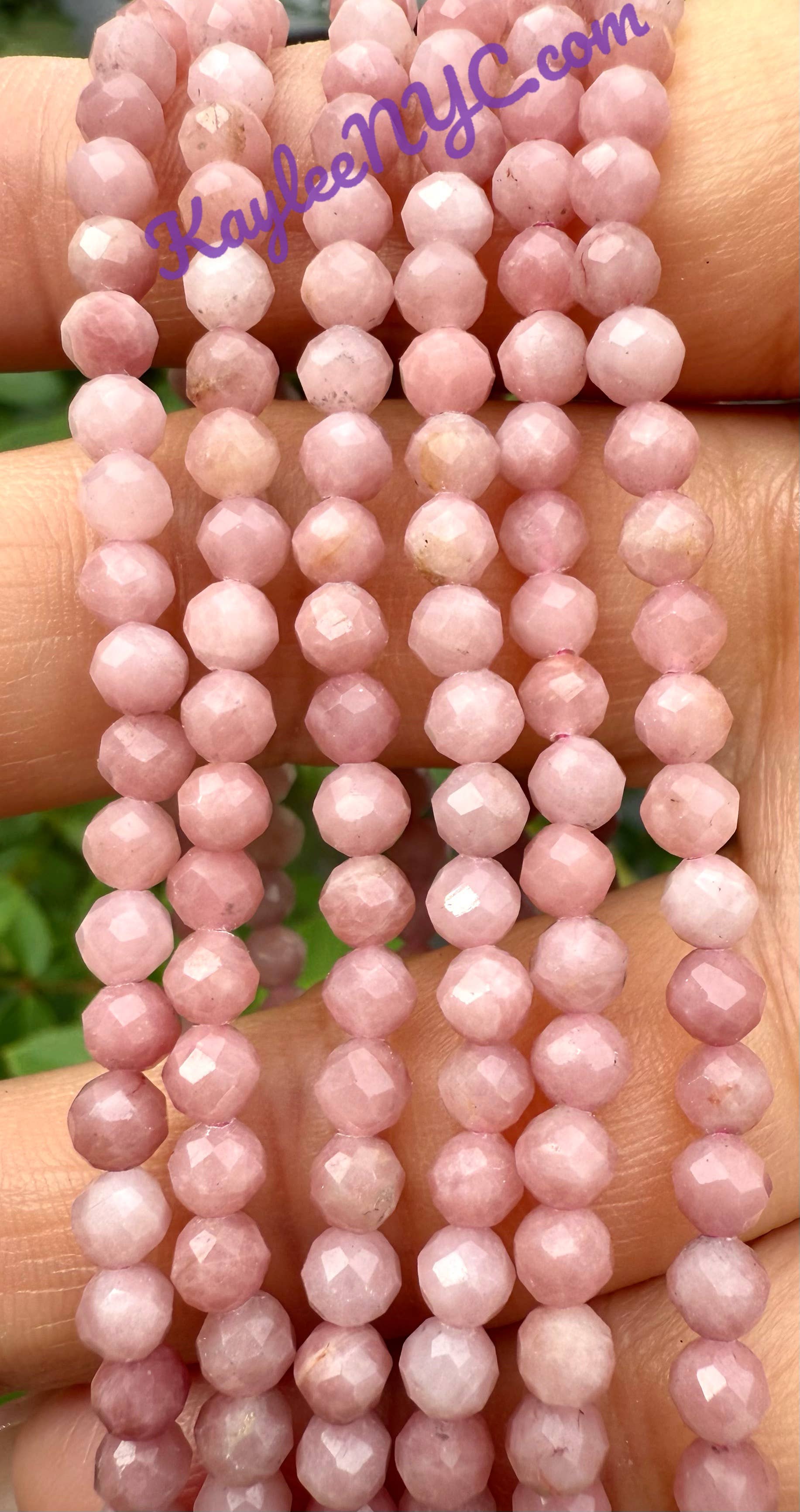 KayleeNYC - Wholesale Beaded Bracelet - Natural Pink Opal 4mm Faceted 7.5”Crystal Bracelet1