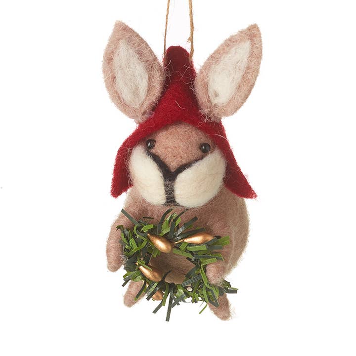 FESTIVE WOOL RABBIT DEC for wholesale by Heaven Sends