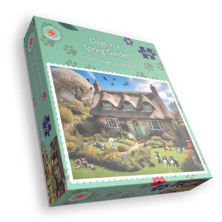 Cães em um jardim de casa de campo de primavera 1000 peças por atacado de All Jigsaw Puzzles