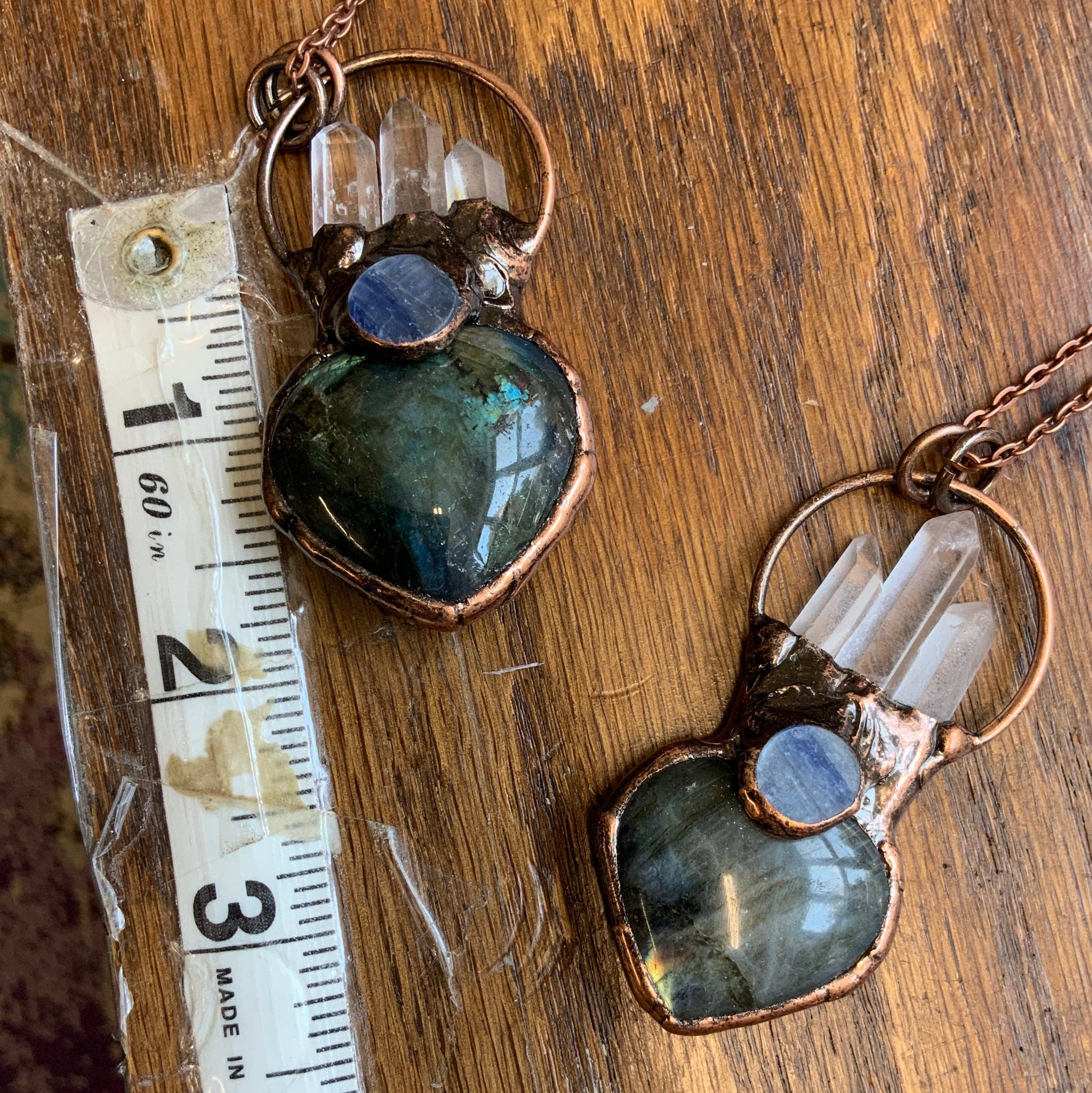 Peace Love Bling - Wholesale Pendant/Charm Necklace - Sacred heart labradorite crystal necklace2