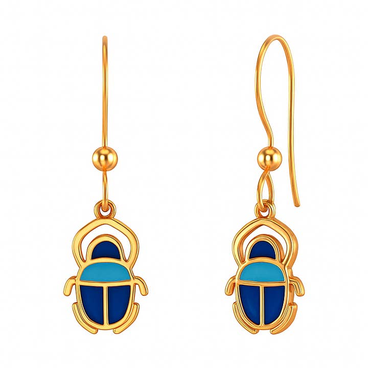 Aros Escarabajo Sagrado Egipto Chapado en Oro de 18k y Esmalte para venta al por mayor de TALISMAN JEWELLERY (D&Fidanverdi, S.L.)