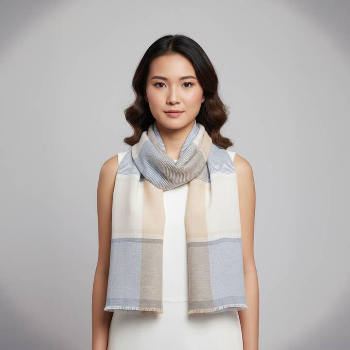 Quiet Shore Linen Handwoven Linen Scarf for wholesale by SADHU HANDMADE NATURALS