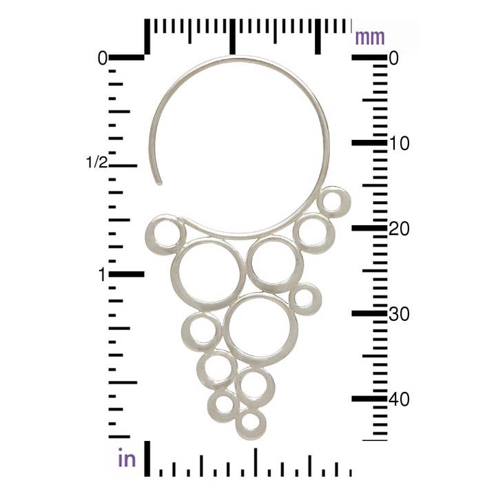 Nina Designs - Wholesale Dangle Earrings - Sterling Silver Ear Hook with Cascading Circles 47x25mm