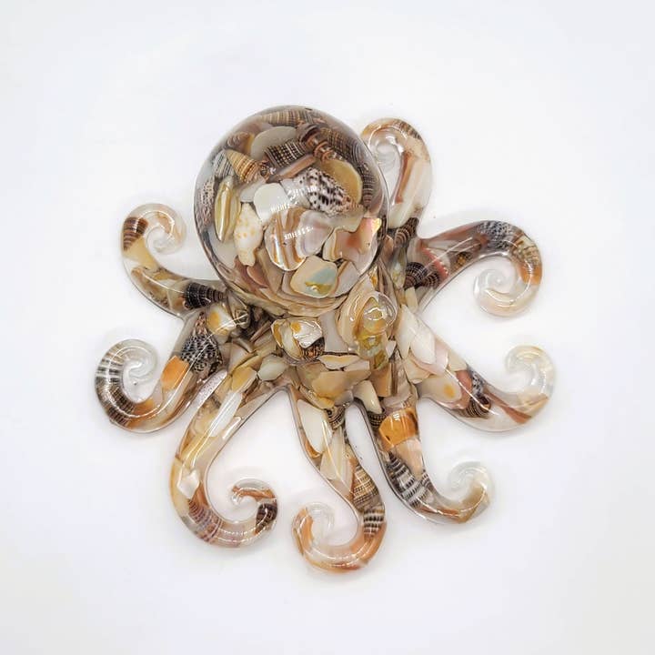 JEMS of the Sea – Engroshandel Pyntefigur – Kunst af harpiksblæksprutte - lavet med naturlige knuste og små muslingeskaller8