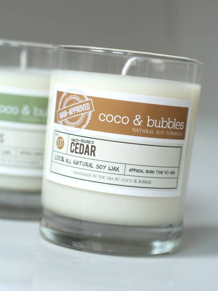 No. 137: CEDAR // Natural Soy Candle // 13 oz for wholesale by Coco & Bubbles