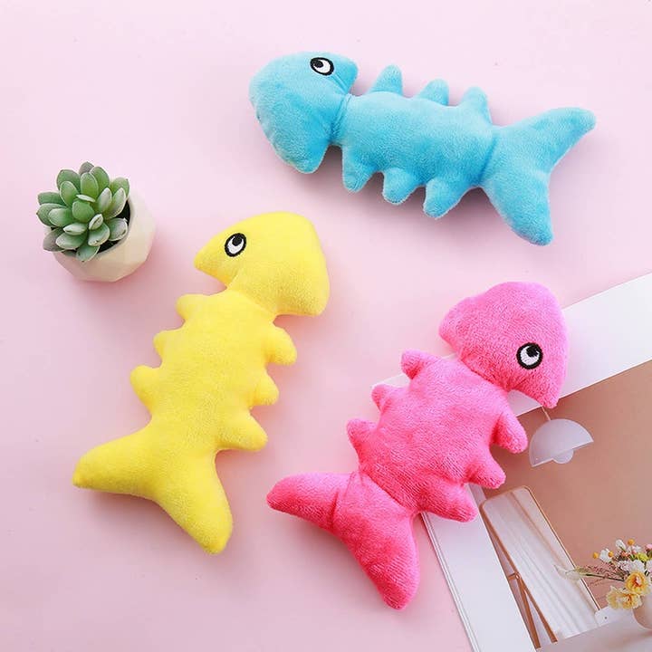 PAWPAWwholesale - Wholesale Pet Toy - Cat - Plush Fishbone Toy, Fun Chew for Cats & Dogs_CWMM54845
