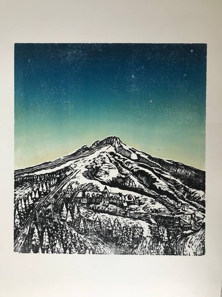 Timberline Woodcut Print 15x20 for wholesale by Kelsi Cross Studios