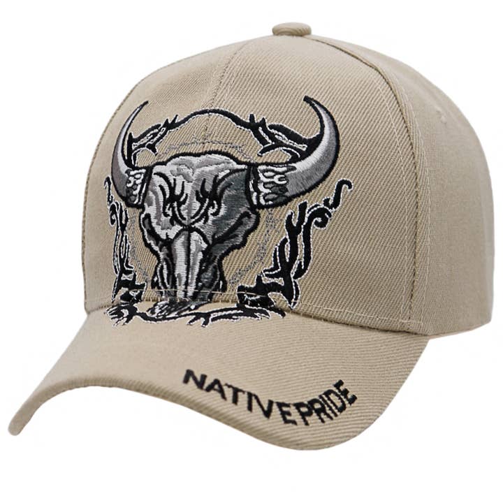 Cap Zone - Wholesale Baseball Cap - Unisex - Fierce Longhorn Skull Native Pride Baseball Cap