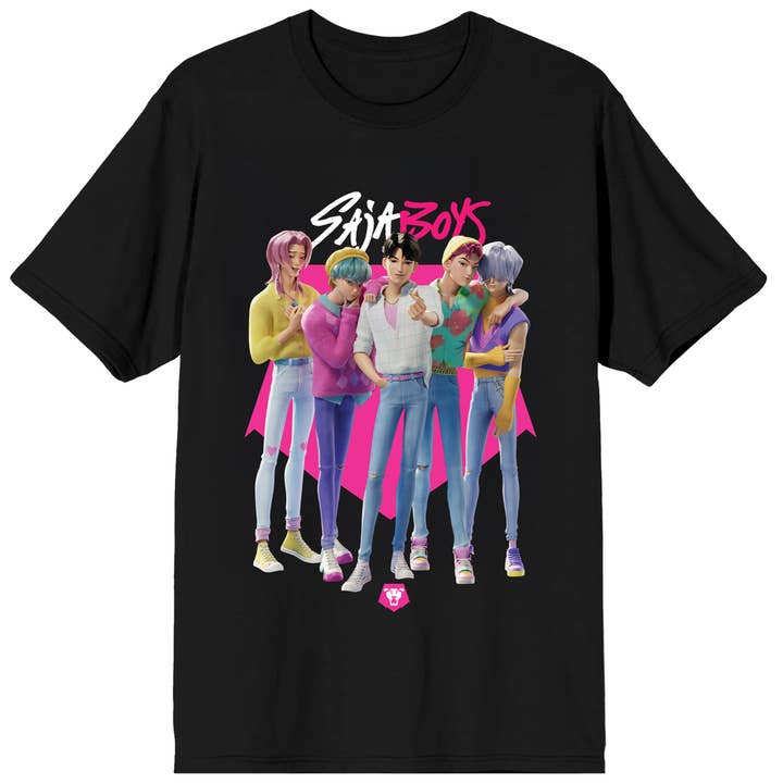 KPop Demon Hunters Saja Boys on Black Short Sleeve Adult T Shirt for wholesale by Bioworld Merchandising