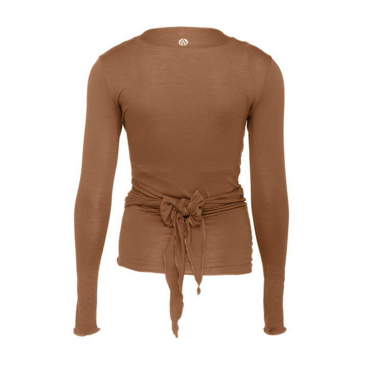 Bodynova – Großhandel Sportoberteil – Damen – Yamadhi Yoga Wickeljacke, Modal, Toffeebraun L
