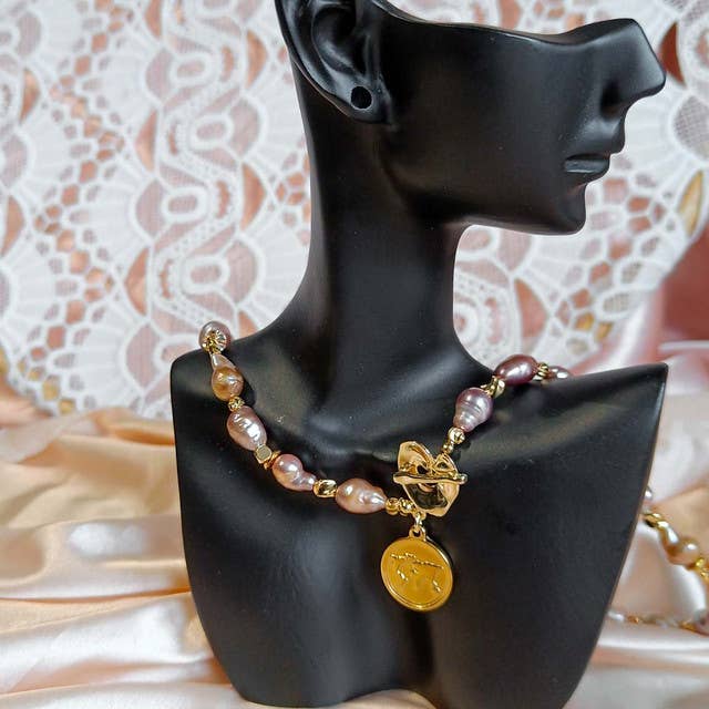 Pompon La Tulipe - Vente Collier de perles - Reflets D’Automne – Collier Perles Baroques Irrégulières8