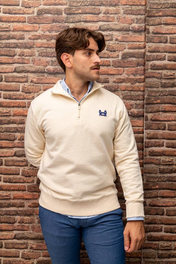 Custi Mikelo: Men's Clothing & Christmas Gifts - Venta al por mayor Sudadera - Unisex - Sudadera Media Cremallera Crema4