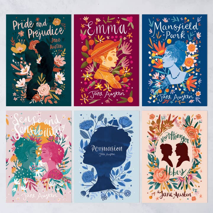 Ensemble de cartes postales couvertures Jane Austen pour la vente par Bookishly (No US Import Fees)